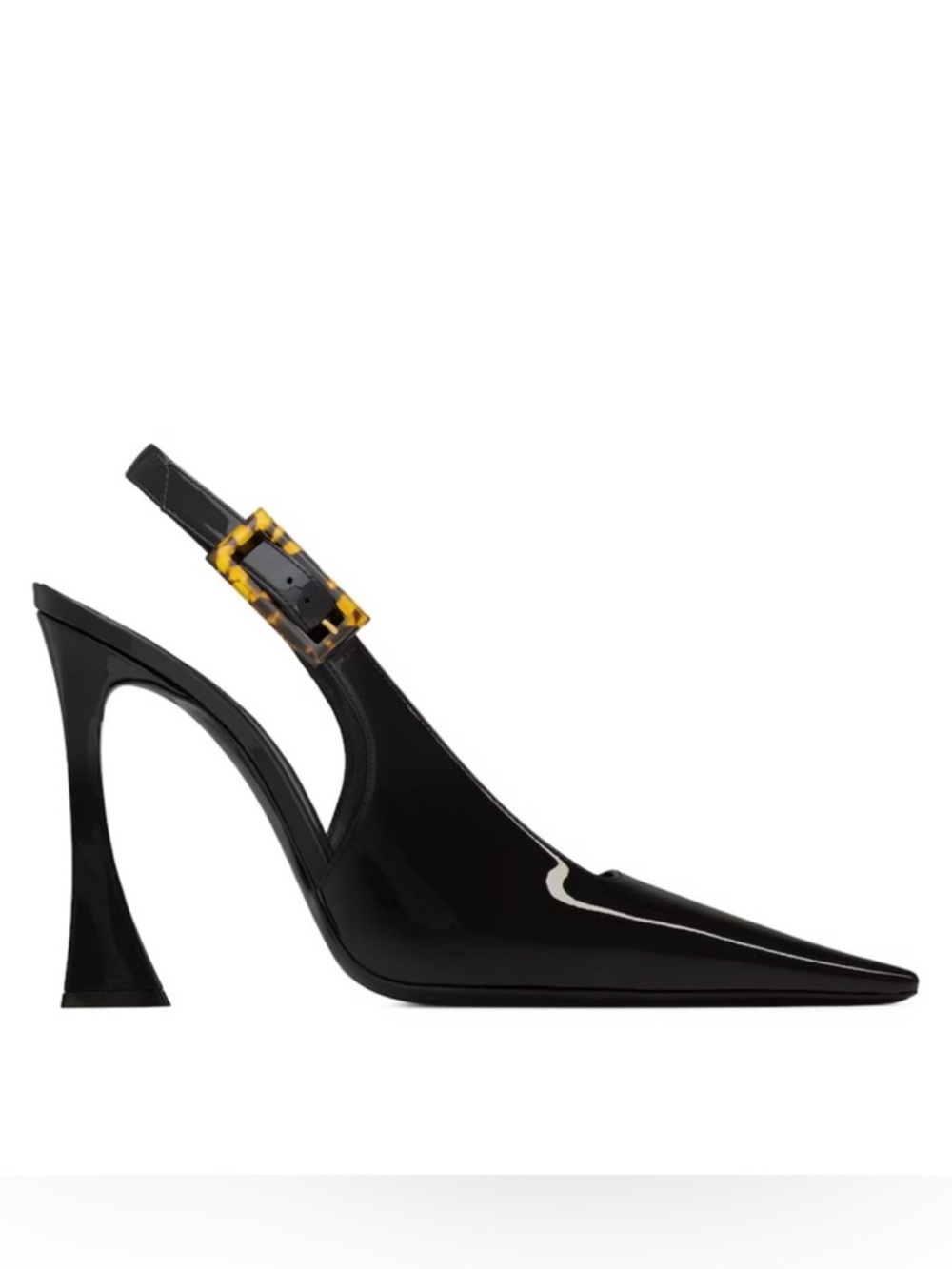 SAINT LAURENT Black Patent Leather Dune Heeled Slingbacks 110 37